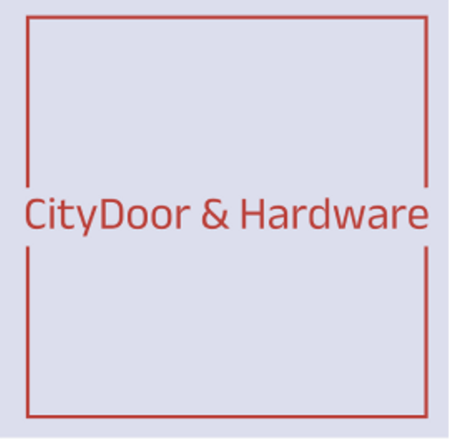 CityDoor logo, the words City Door & Hardware partially surrounded by a thin red square border.